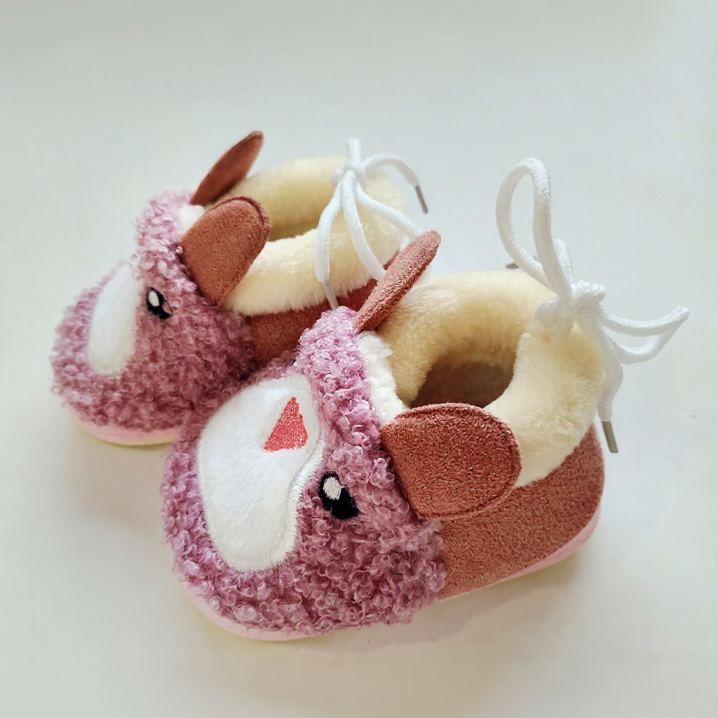 Pink Lamb Baby Booties