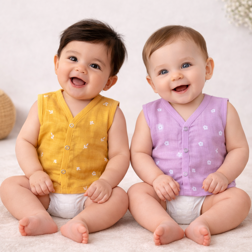 Muslin Cotton Dyed Baby Jhabla