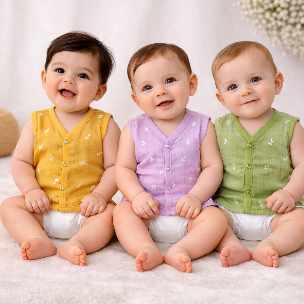 Muslin Cotton Dyed Baby Jhabla
