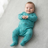 Organic Cotton Unisex Footed Baby Romper (Color - Blue)