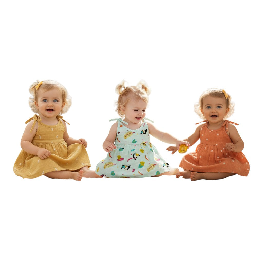 Dyed Print Knot Style Baby Girls Frock PO3