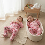 Organic Cotton Footed Pink Romper for Baby Girl - Pack of 2 (Rose & Cherry)