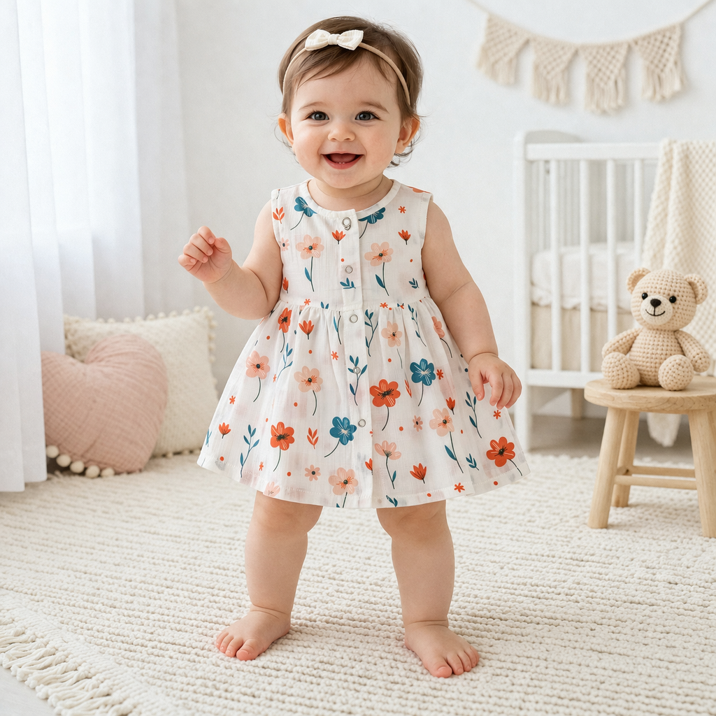 Muslin Cotton Frock for Baby Girls