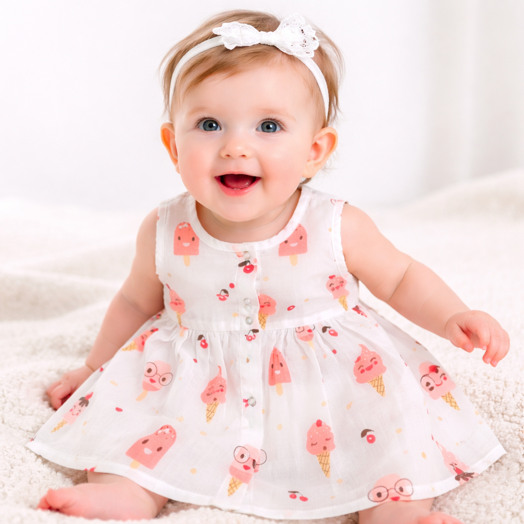 Muslin Cotton Frock for Baby Girls