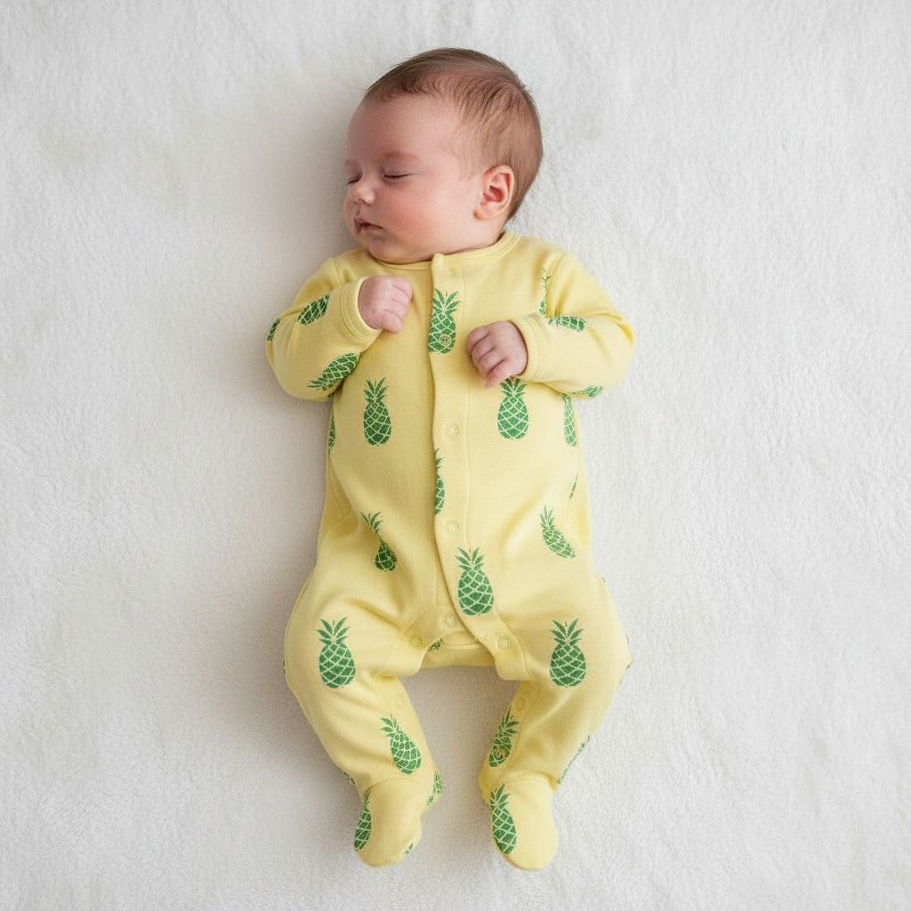 Organic Cotton Unisex Footed Baby Romper (Color - Yellow)