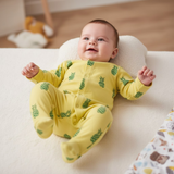 Organic Cotton Unisex Footed Baby Romper- Pack of 2 (Blue & Yellow)