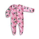 Organic Cotton Baby Girl Footed Baby Romper (Color - Pink Rose)