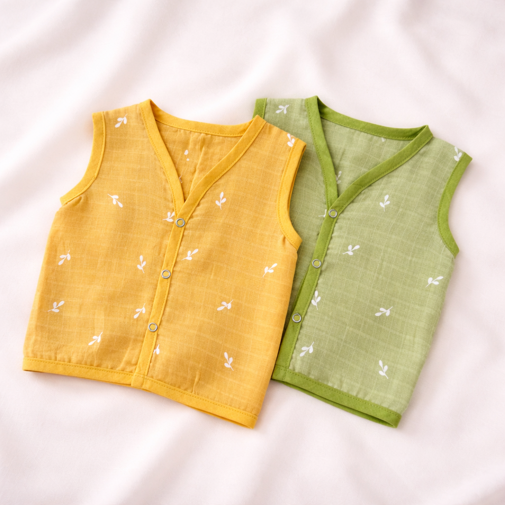 Muslin Cotton Dyed Baby Jhabla