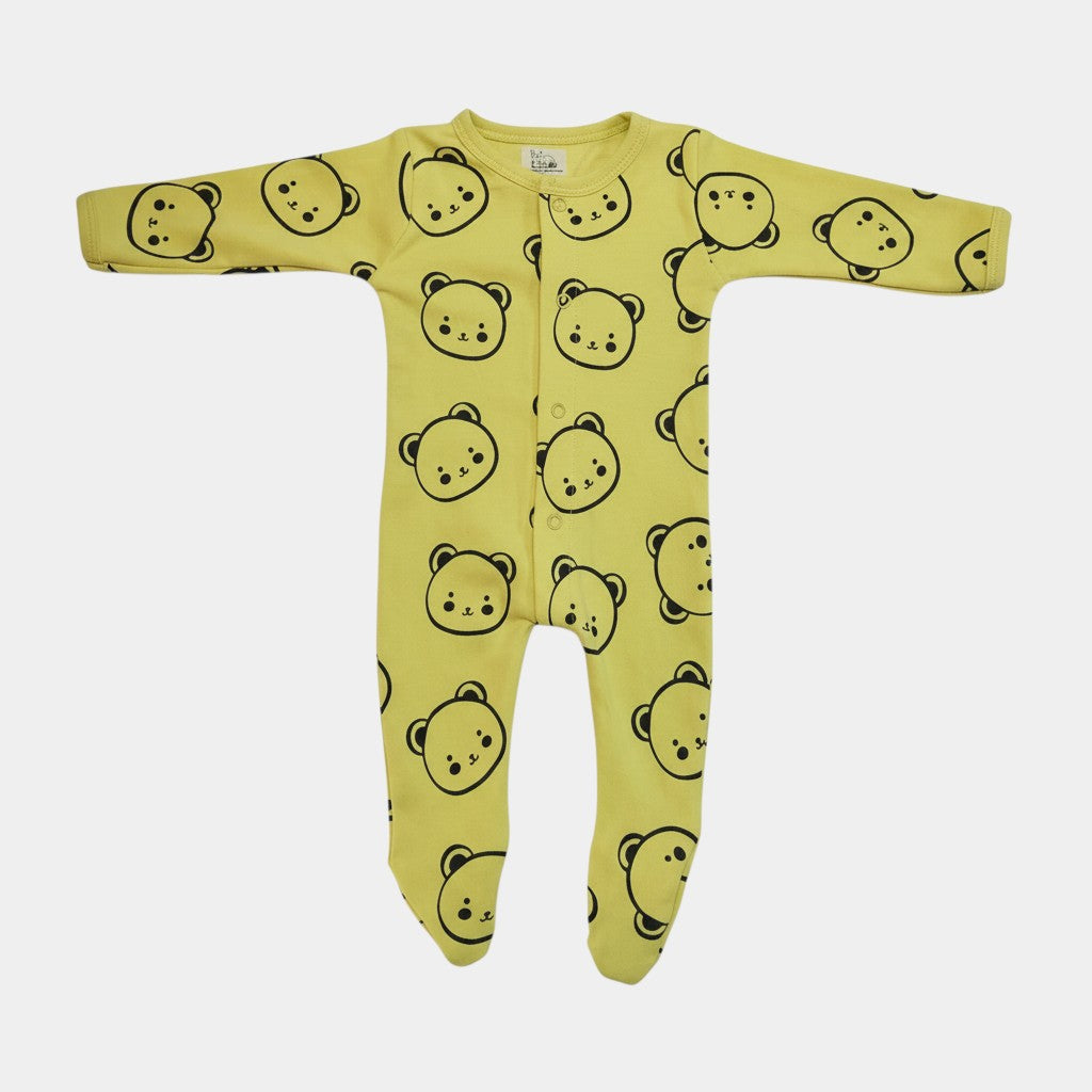 Organic Cotton Unisex Footed Baby Romper (Color - Mustard Yellow )
