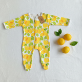 Organic Cotton Unisex Footed Baby Romper (Color - Lemon)