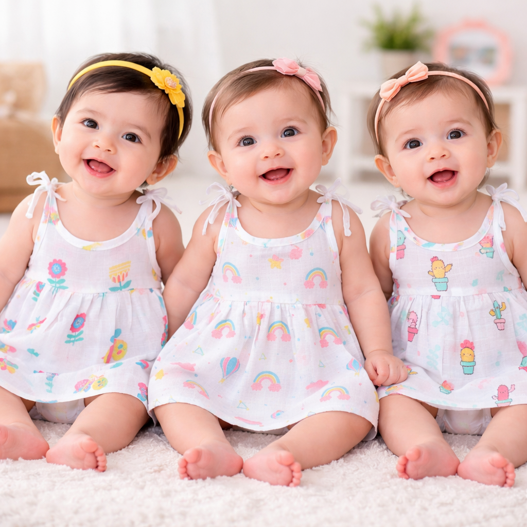 Muslin Cotton Baby Girl Knot Frock