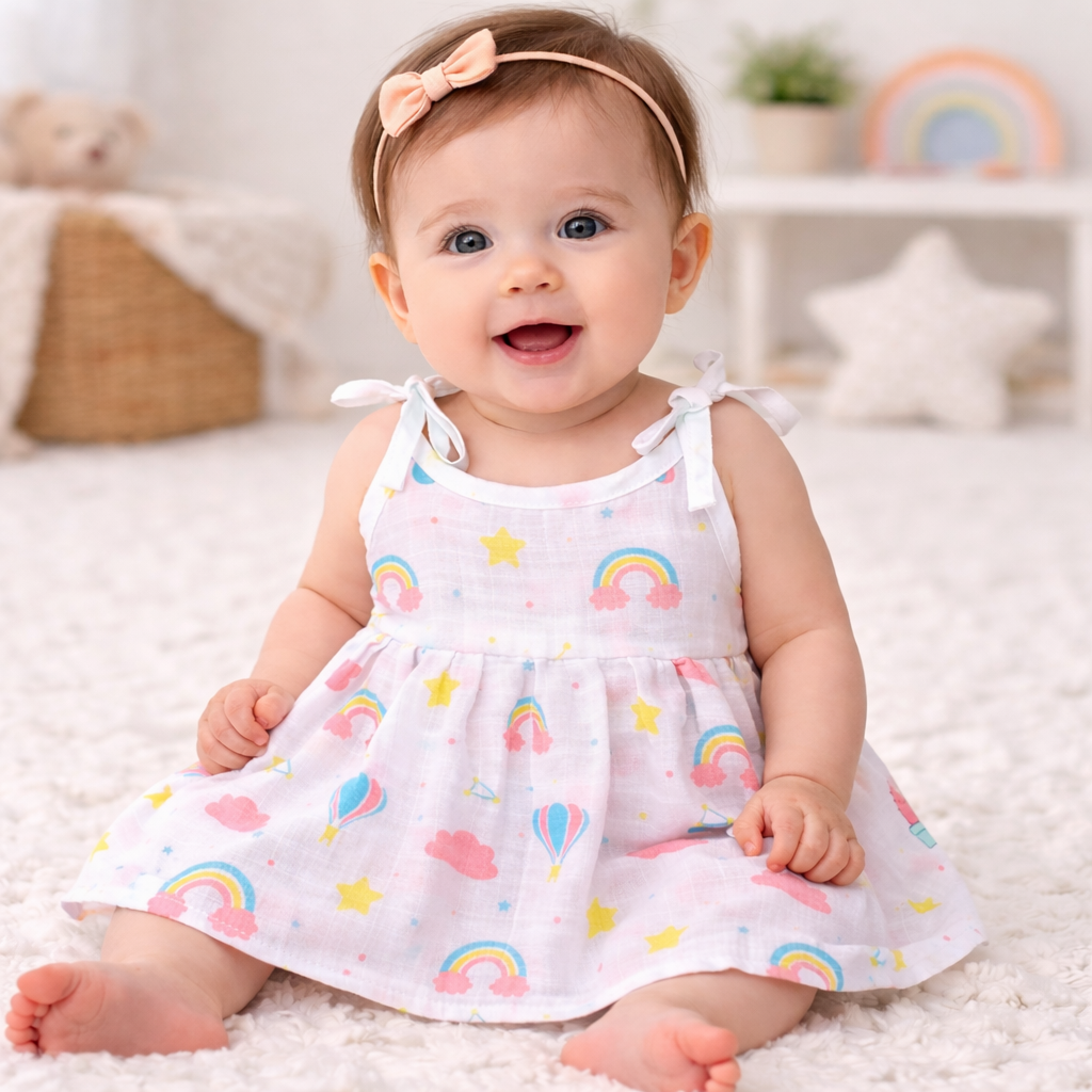 Muslin Cotton Baby Girl Knot Frock