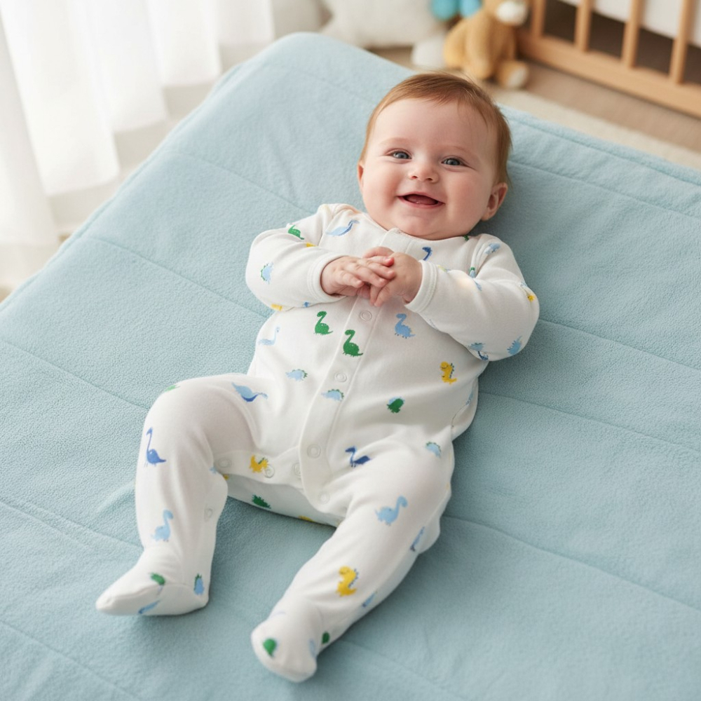 Organic Cotton Unisex Footed Baby Romper - Assorted Design