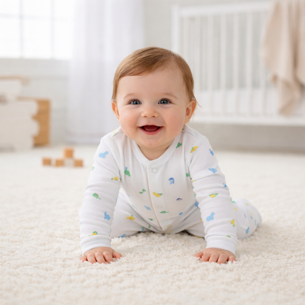 Organic Cotton Unisex Footed Baby Romper- Pack of 2 (Dinosaur & Cartoon)