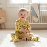 Organic Cotton Unisex Footed Baby Romper- Pack of 2 (Assorted Print)