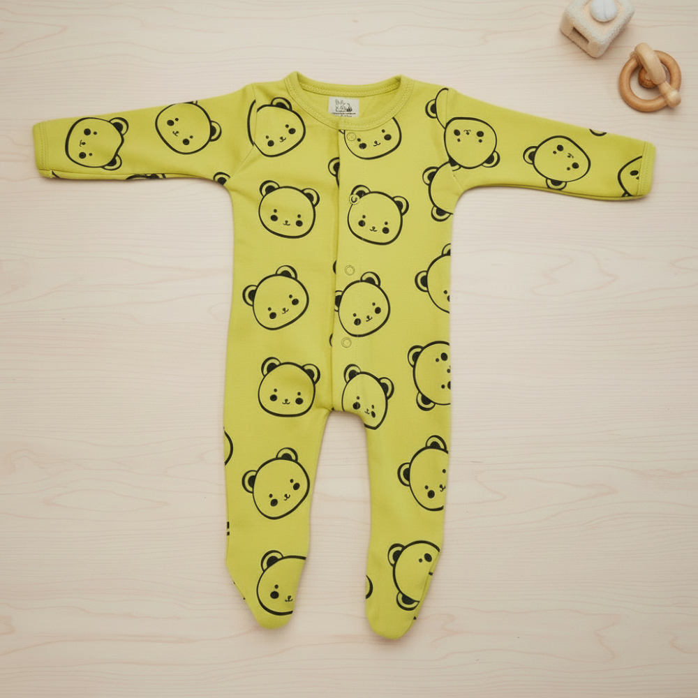 Organic Cotton Unisex Footed Baby Romper (Color - Mustard Yellow )